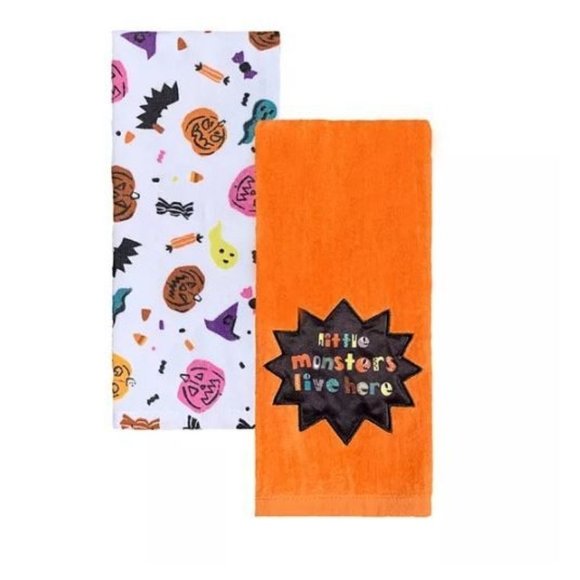 Celebrate Halloween Together Little Monsters Live Here Kitchen Towel 2-pk. - Picture 1 of 4